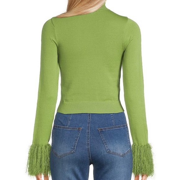 Say What Mock Turtleneck Sweater With Faux Fur Cuffs - Picture 2 of 2